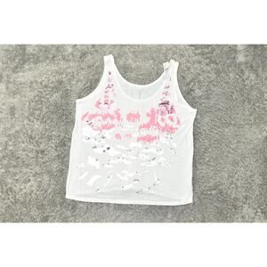 NEW Lane Bryant White Linen Blend Blouse 18/20 Sequin Cheetah Sleeveless